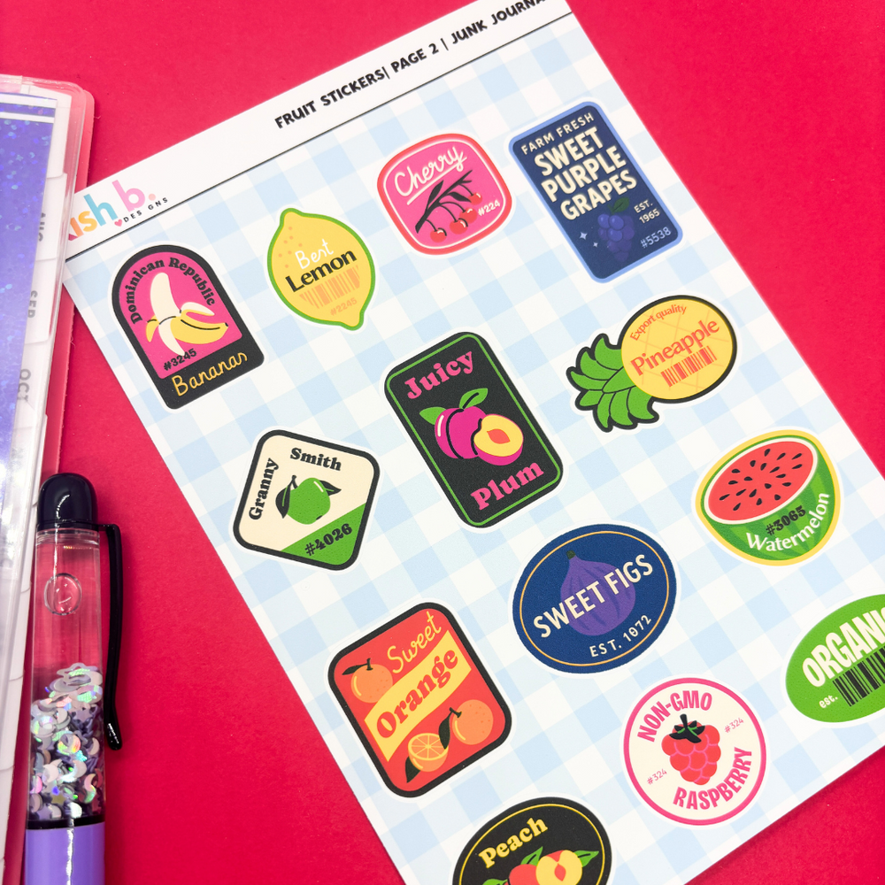 Fruit Stickers |Journal| Sticker Sheet (ONLINE ORDER ONLY)