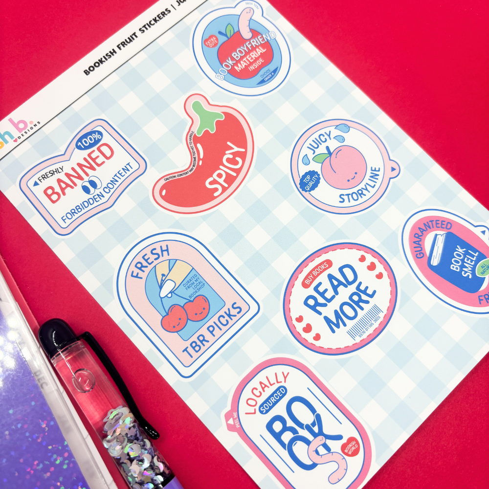 Bookish Fruit Stickers |Journal| Sticker Sheet (ONLINE ORDER ONLY)