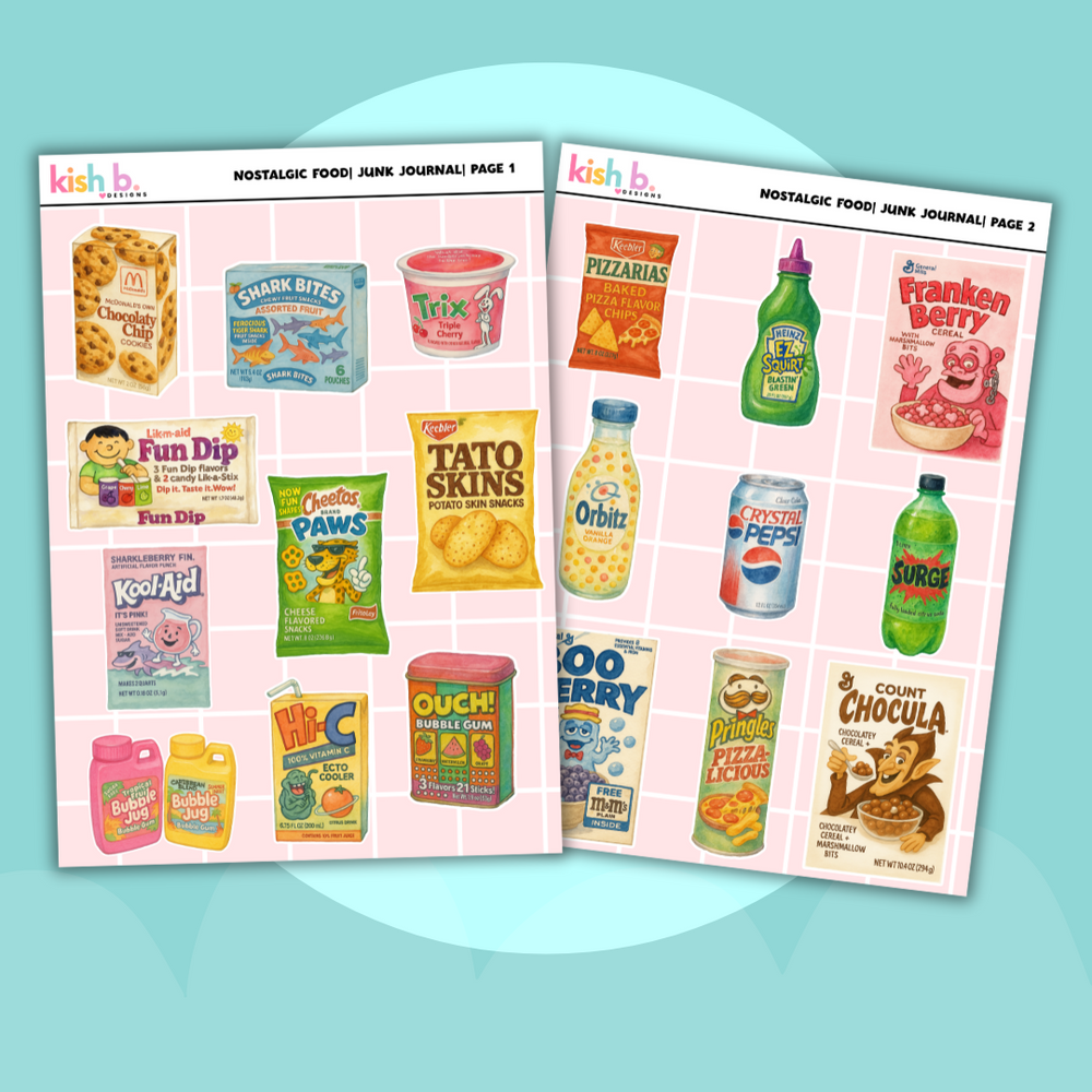 Nostalgic Food |Journal| Sticker Sheet(s) (ONLINE ORDER ONLY)