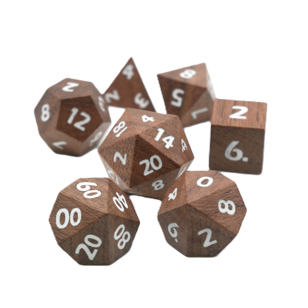 Deku Seed- 7 Piece DnD Dice Set | Wood RPG Gaming Dice (ONLINE ORDER ONLY)
