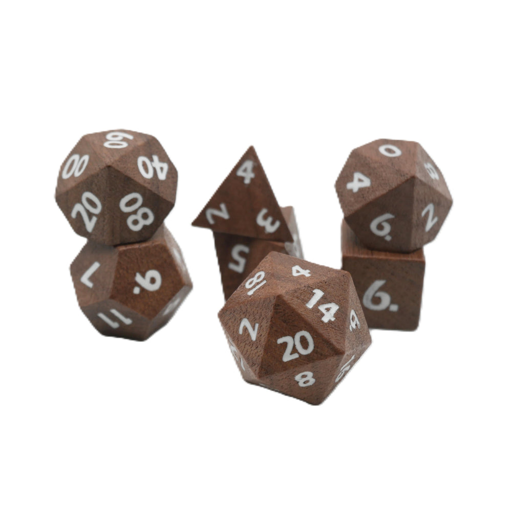 Deku Seed- 7 Piece DnD Dice Set | Wood RPG Gaming Dice (ONLINE ORDER ONLY)