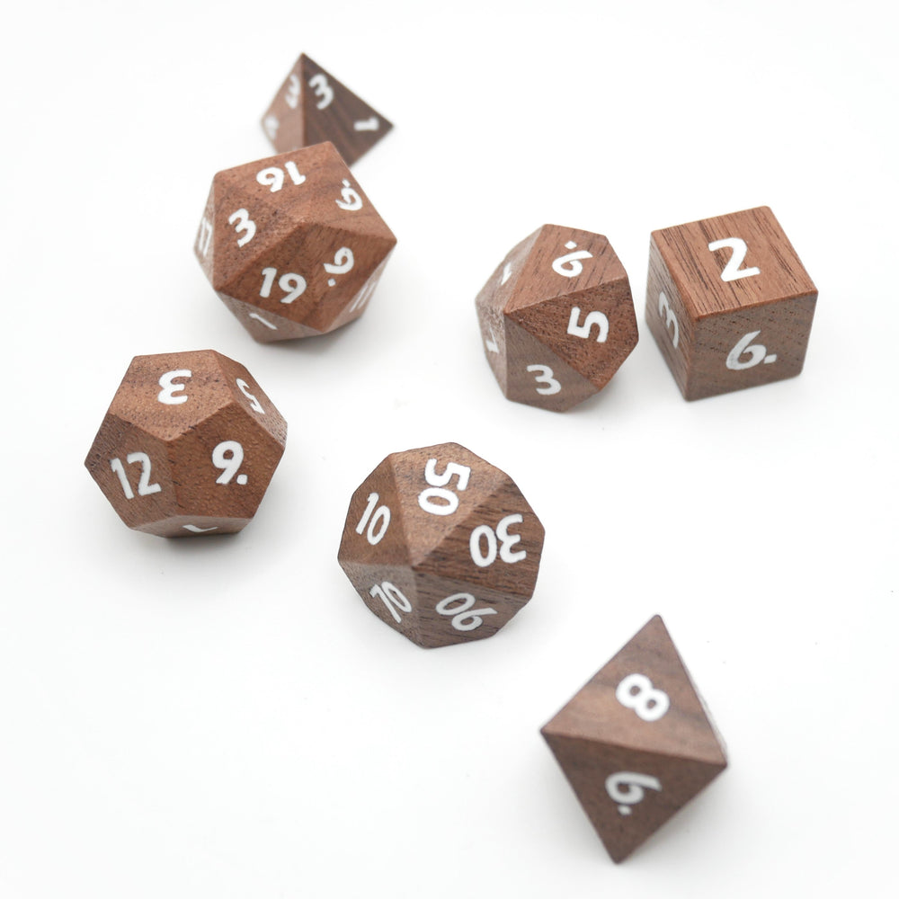 Deku Seed- 7 Piece DnD Dice Set | Wood RPG Gaming Dice (ONLINE ORDER ONLY)