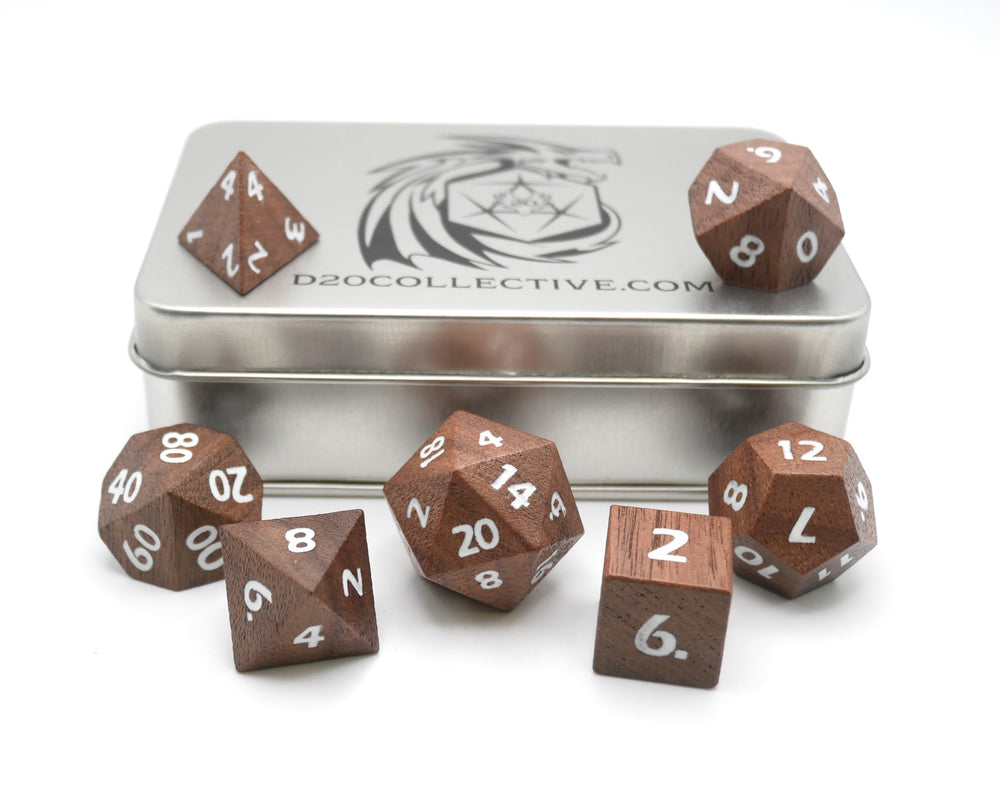 Deku Seed- 7 Piece DnD Dice Set | Wood RPG Gaming Dice (ONLINE ORDER ONLY)