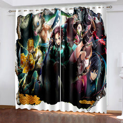 Demon Slayer Curtains Pattern Blackout Window Drapes (Online Order Only)