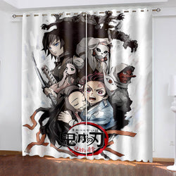 Demon Slayer Curtains Pattern Blackout Window Drapes (Online Order Only)