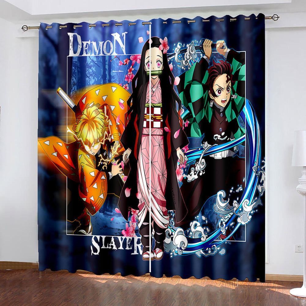Demon Slayer Curtains Pattern Blackout Window Drapes (Online Order Only)