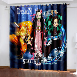 Demon Slayer Curtains Pattern Blackout Window Drapes (Online Order Only)
