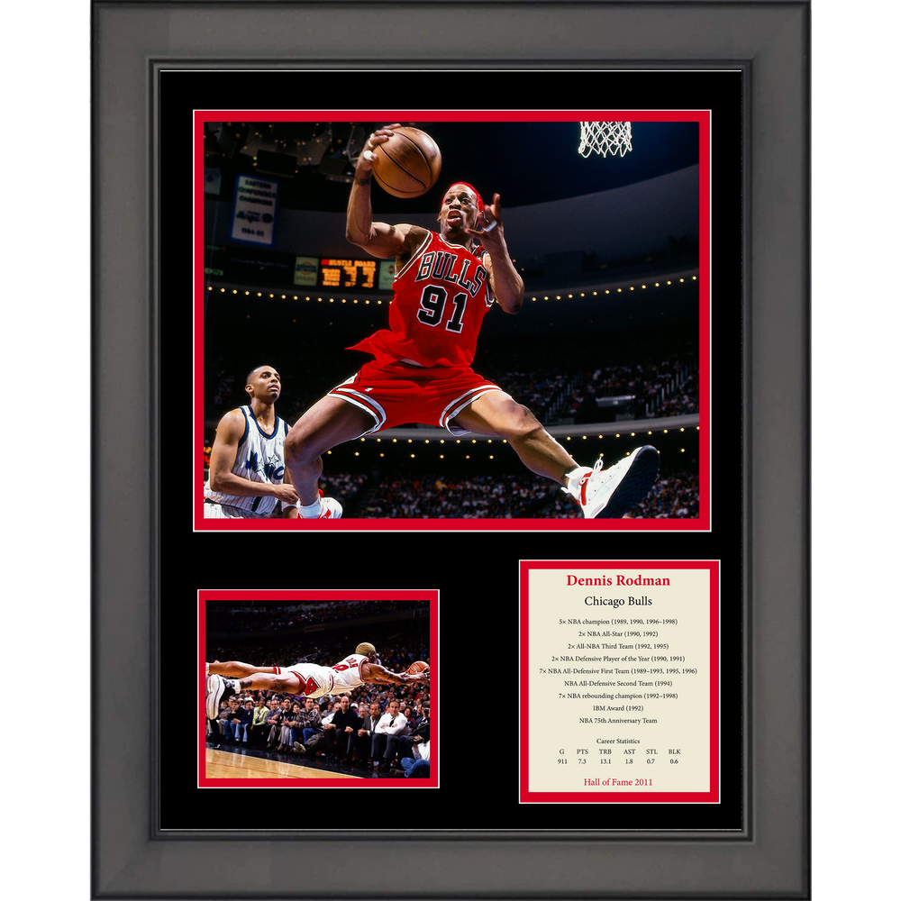 Framed Dennis Rodman Hall of Fame Basketball 11"x14" Three Photo Collage (ONLINE ORDER ONLY)