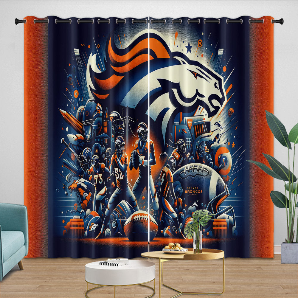Denver Broncos Curtains Blackout Window Drapes Room Decoration (Online Order Only)