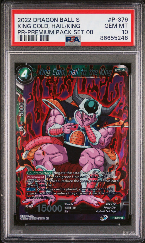 2022 DRAGON BALL SUPER KING COLD, HAIL/KING #P-379 - PSA 10 (Online Order Only)