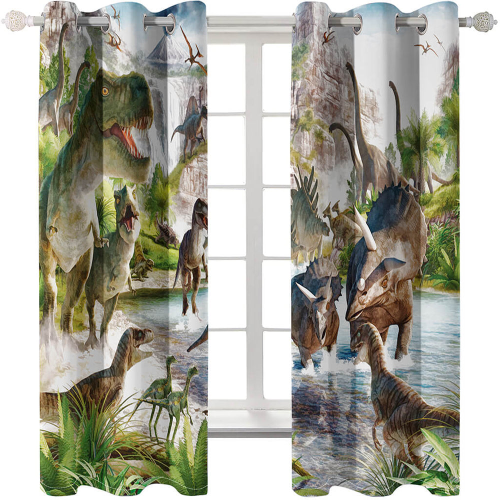 Dinosaur Curtains Blackout Window Treatments Drapes Room Decoration (Online Order Only)