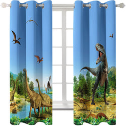 Dinosaur Curtains Blackout Window Treatments Drapes Room Decoration (Online Order Only)