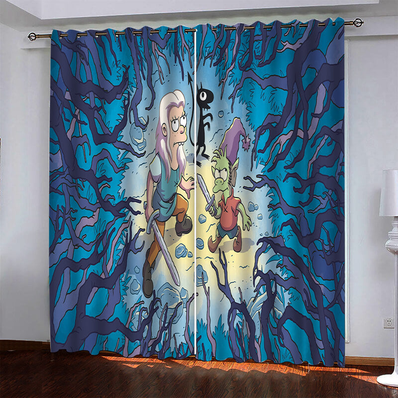 Disenchantment Curtains Pattern Blackout Window Drapes (Online Order Only)