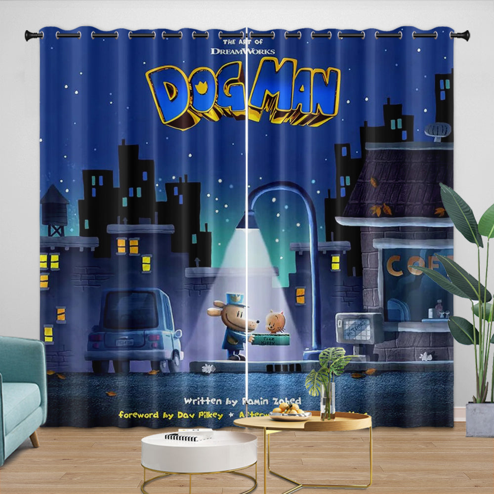 Dog Man Curtains Blackout Window Drapes Room Decoration (Online Order Only)