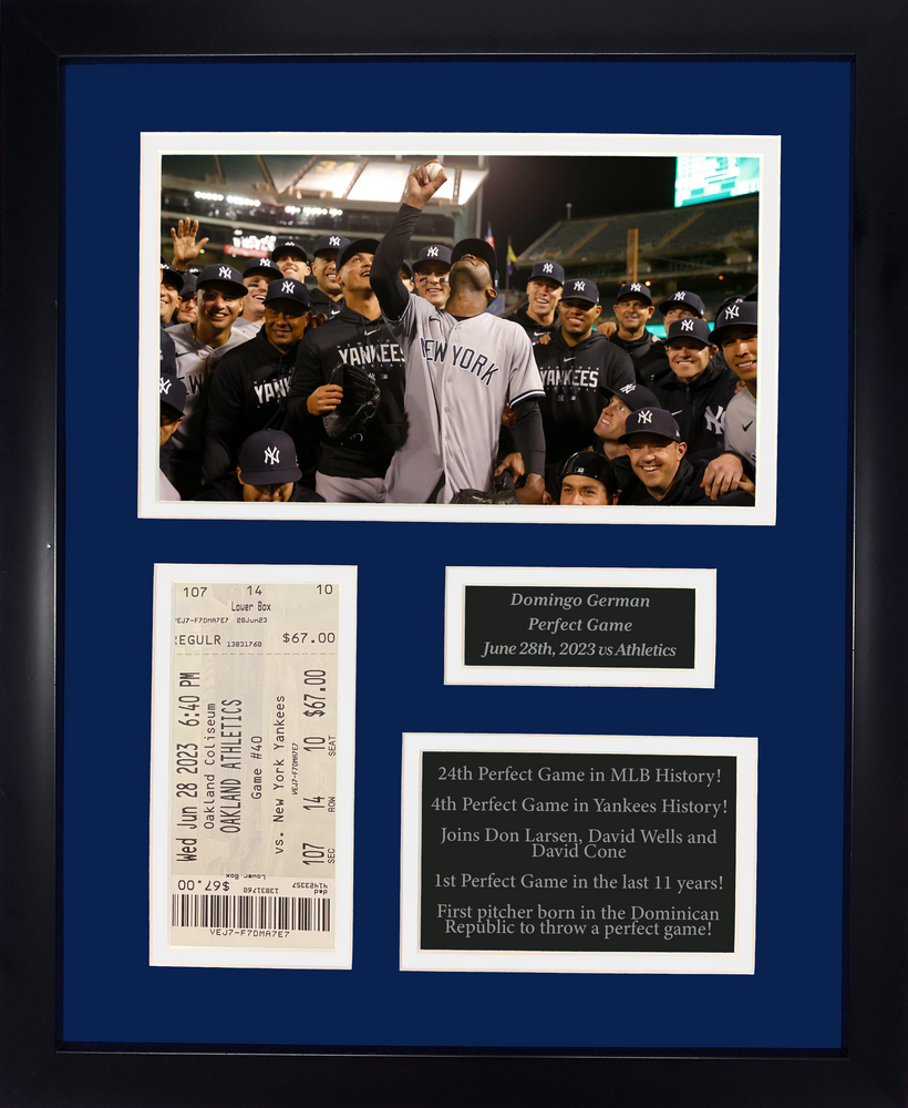 Framed Domingo German Perfect Game Facsimile Laser Engraved New York Yankees Baseball 12 x15  Photo Collage (ONLINE ORDER ONLY)
