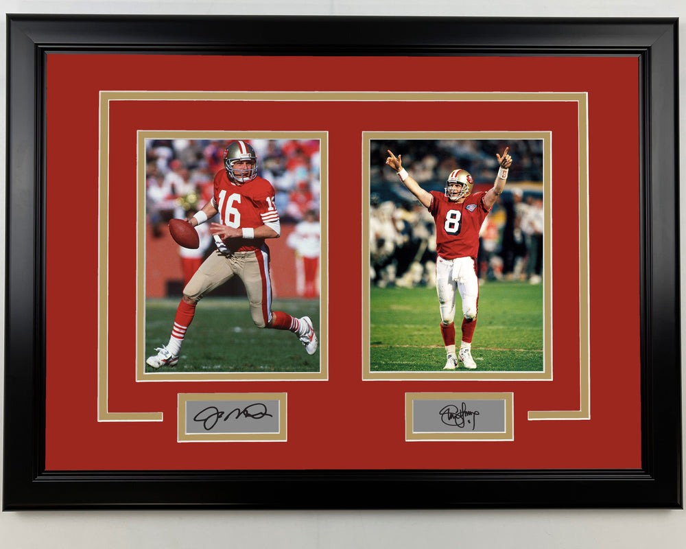 Framed Joe Montana and Steve Young Facsimile Laser Engraved Signatures San Francisco 49ers 17x23 Dual Football Photo (ONLINE ORDER ONLY)