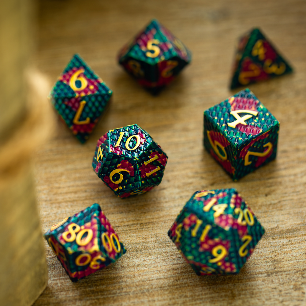 Dragon Scales Purple/Blue Metal DND Dice Set (ONLINE ORDER ONLY)