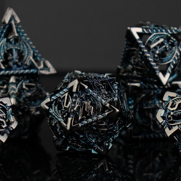Pre-Order|| Dragonguard Hollow Metal Dice Set - Cobalt and Shadow