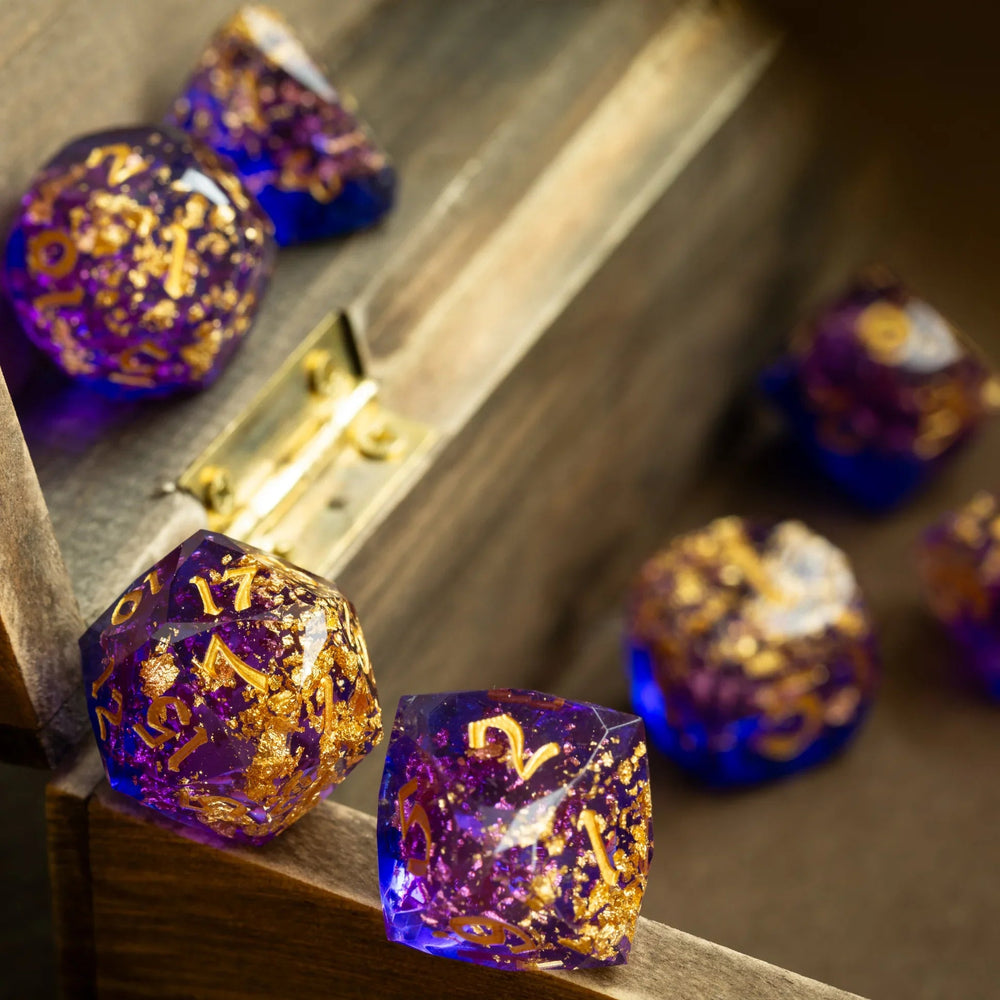 Dwarf Cut Arcane Nebula Handmade Resin DND Dice Set (ONLINE ORDER ONLY)