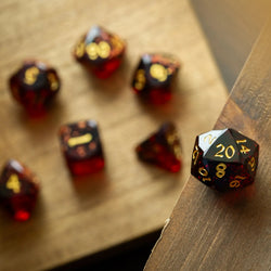 Dwarf Cut Dragonfire Handmade Resin DND Dice Set (ONLINE ORDER ONLY)
