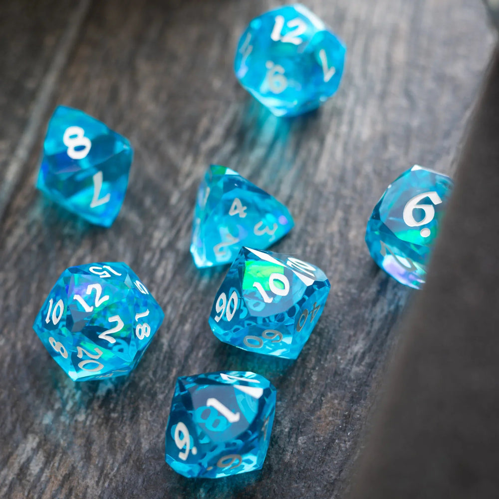 Dwarf Cut Ocean Blue Handmade Resin DND Dice Set (ONLINE ORDER ONLY)