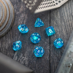Dwarf Cut Ocean Blue Handmade Resin DND Dice Set (ONLINE ORDER ONLY)