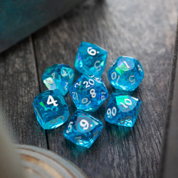 Dwarf Cut Ocean Blue Handmade Resin DND Dice Set (ONLINE ORDER ONLY)