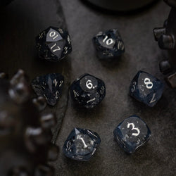 Dwarf Cut Smoky Midnight Handmade Resin DND Dice Set (ONLINE ORDER ONLY)