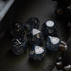 Dwarf Cut Smoky Midnight Handmade Resin DND Dice Set (ONLINE ORDER ONLY)