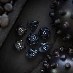 Dwarf Cut Smoky Midnight Handmade Resin DND Dice Set (ONLINE ORDER ONLY)
