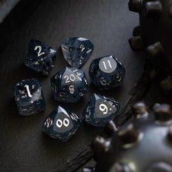 Dwarf Cut Smoky Midnight Handmade Resin DND Dice Set (ONLINE ORDER ONLY)
