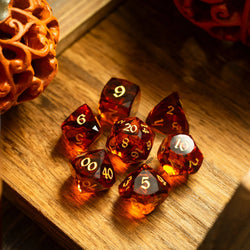 Dwarf Cut Gold Gemstone Glass Premium DND Dice Set (ONLINE ORDER ONLY)