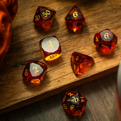 Dwarf Cut Gold Gemstone Glass Premium DND Dice Set (ONLINE ORDER ONLY)