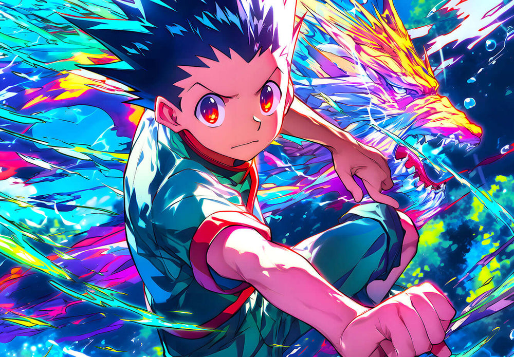 Dynamic Digital Art: Energetic Anime Character in Action | Infinite Visibility (ONLINE ORDER ONLY)