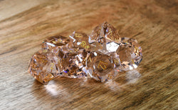 Baby Pink Topaz Multifaceted Glass Dice Set (ONLINE ORDER ONLY)
