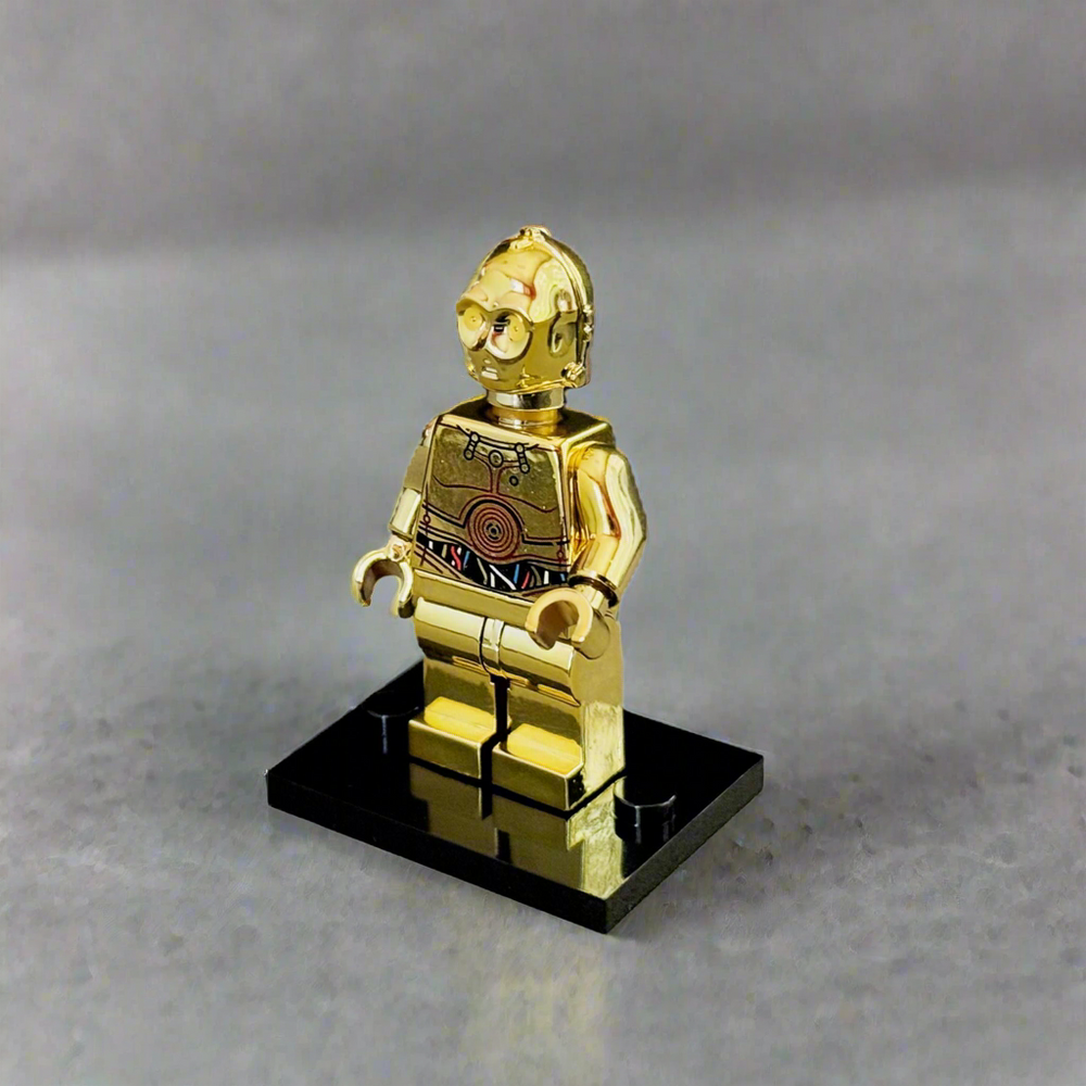 C-3PO Electroplated Gold Chrome – Custom Brick Compatible Minifigure (ONLINE ORDER ONLY)