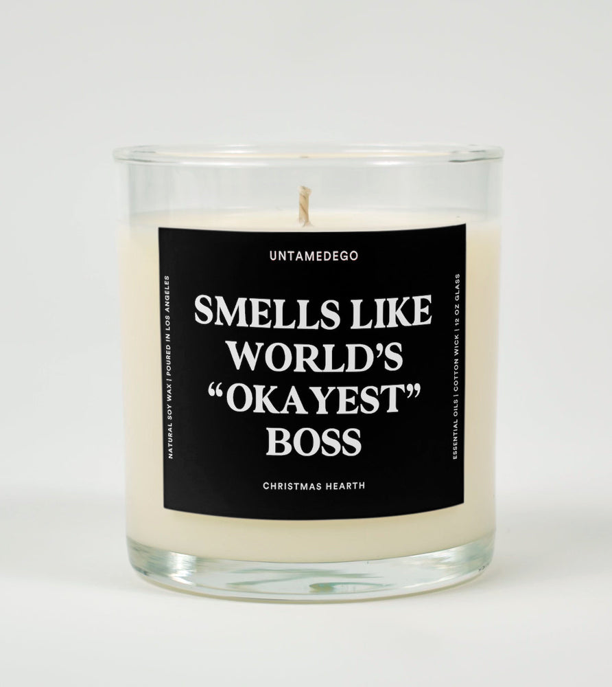 Smells Like World's Okayest Boss Glass Candle (Online Order Only)