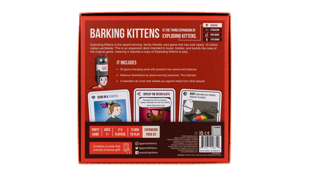 Exploding Kittens: Barking Kittens Expansion (ONLINE ORDER ONLY)