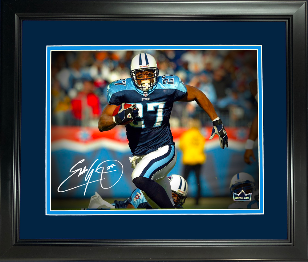 Framed Eddie George Facsimile Laser Engraved Signature Auto Tennessee Titans 11"x14" Football Photo HOFSM Holo (ONLINE ORDER ONLY)