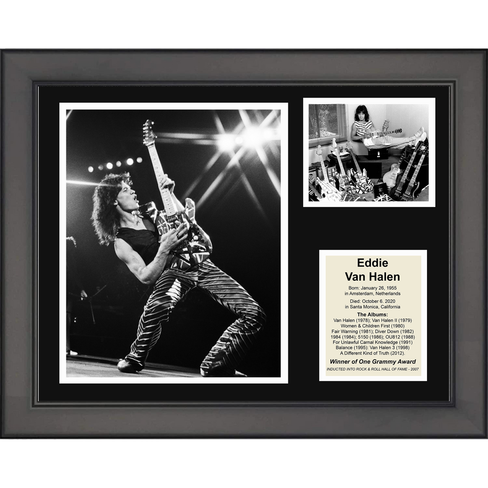Framed Eddie Van Halen 11"x14" Music Three Photo Collage #2 (ONLINE ORDER ONLY)