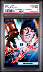 Graded 2024 Leaf Aaron Judge #AN2B46 Anime Nation Series 2 Purple /49 Baseball Card PSA 8 Near Mint (ONLINE ORDER ONLY)