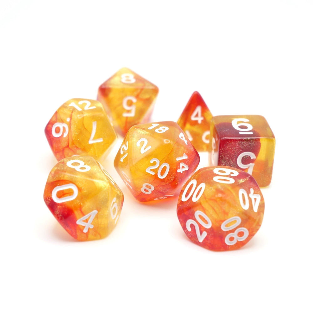 Efreeti's Robe - 7 Piece DnD Dice Set | Acrylic RPG Gaming Dice (ONLINE ORDER ONLY)