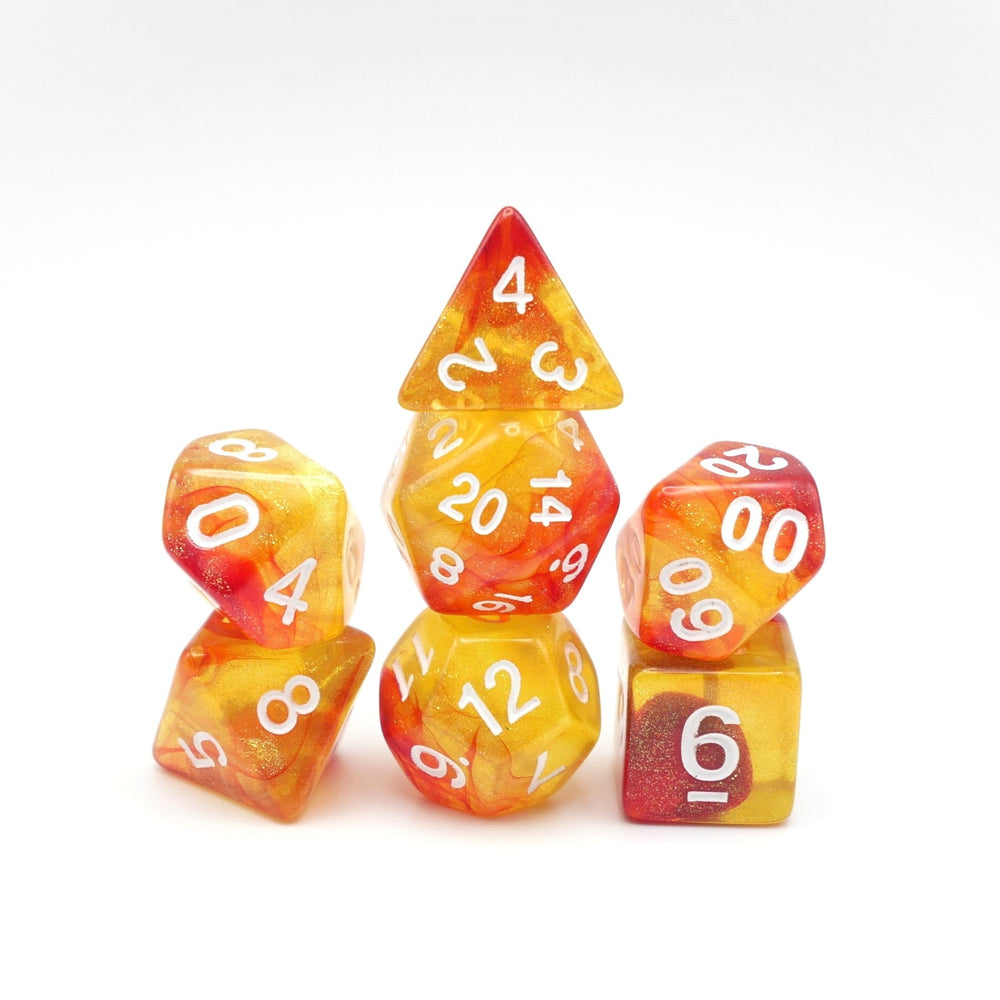 Efreeti's Robe - 7 Piece DnD Dice Set | Acrylic RPG Gaming Dice (ONLINE ORDER ONLY)
