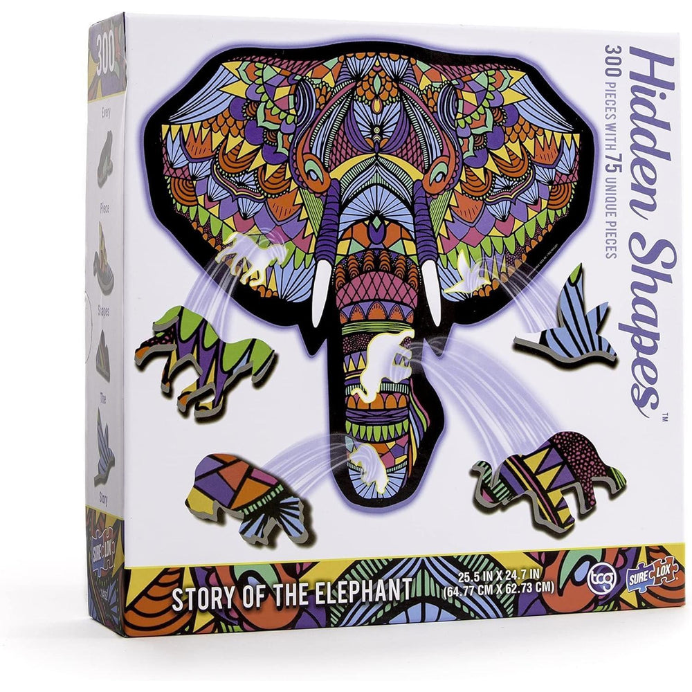 Elephant Hidden Shapes 300 Piece Jigsaw Puzzle Sure Lox (ONLINE ORDER ONLY)