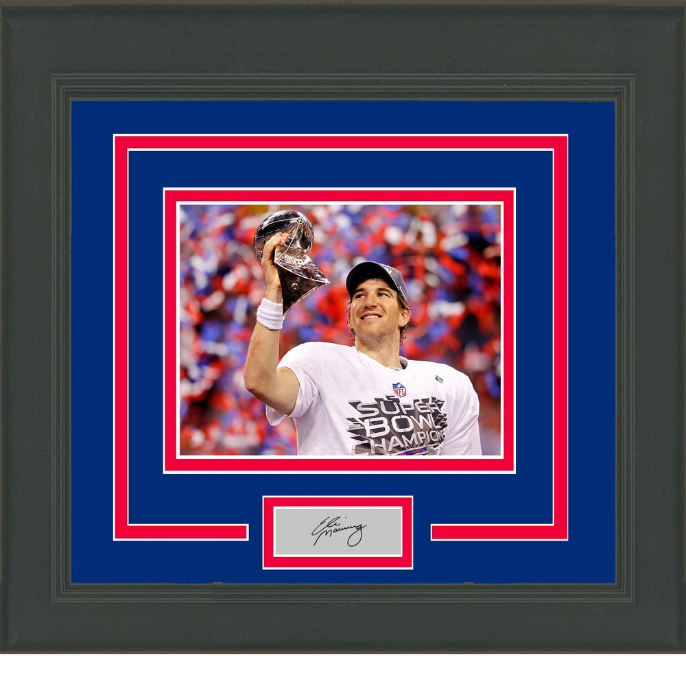 Framed Eli Manning Facsimile Laser Engraved Signature Auto New York Giants 11x14 Football Photo (ONLINE ORDER ONLY)