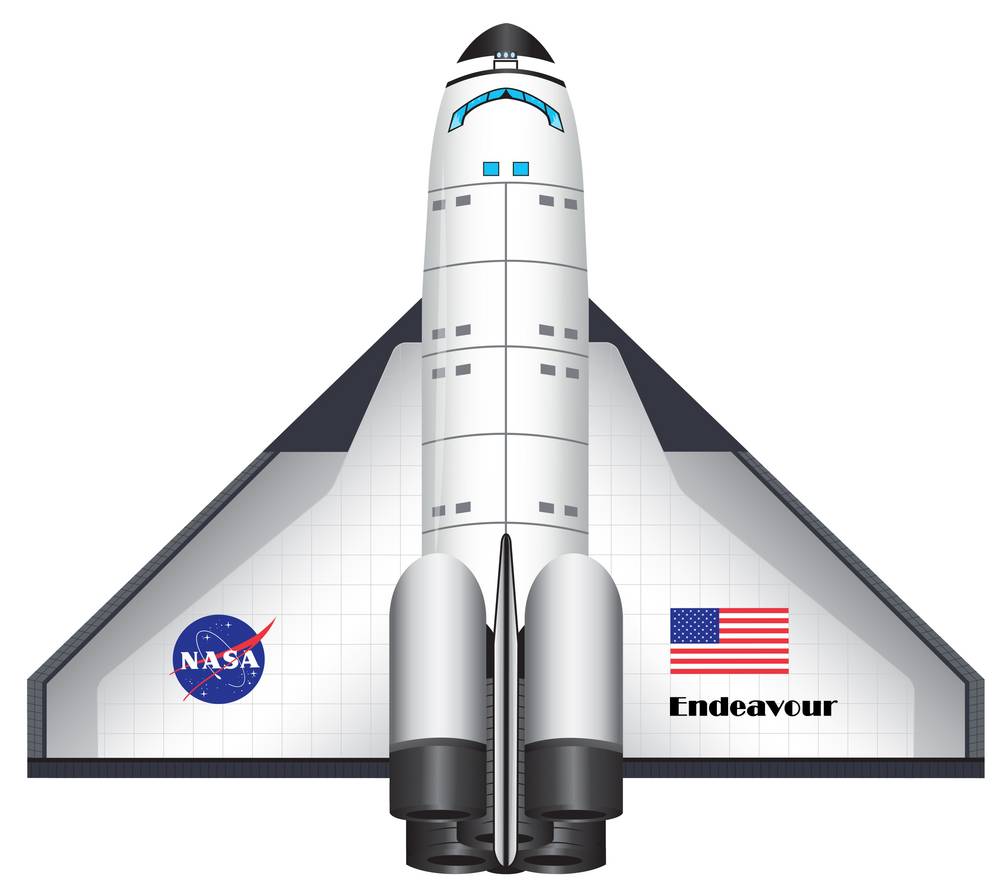 FlightZone Space Shuttle Endeavour 2D Nylon Kite, 52 Inches Wide (ONLINE ORDER ONLY)