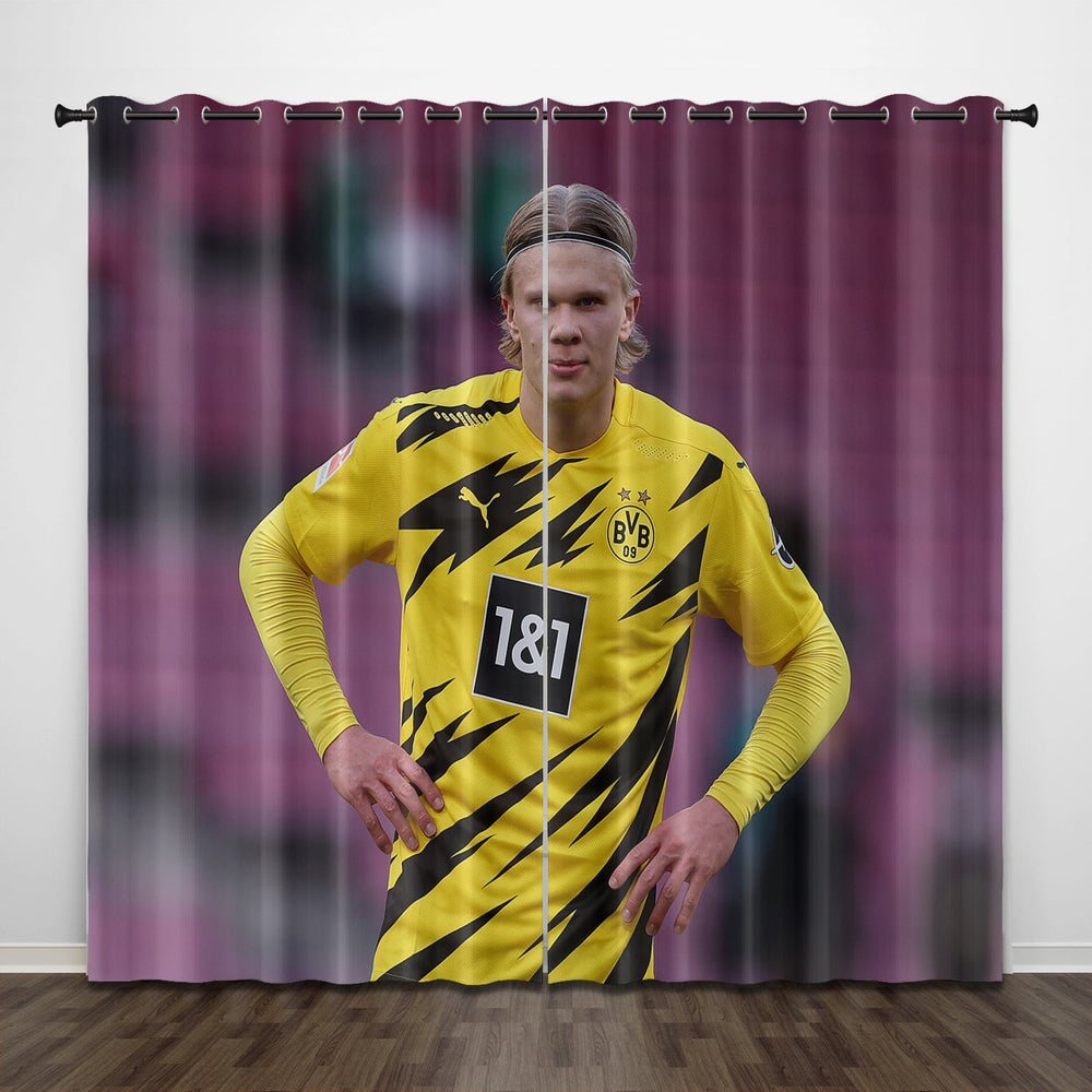 Erling Haaland Curtains Pattern Blackout Window Drapes (Online Order Only)