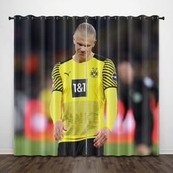 Erling Haaland Curtains Pattern Blackout Window Drapes (Online Order Only)