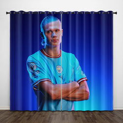 Erling Haaland Curtains Pattern Blackout Window Drapes (Online Order Only)