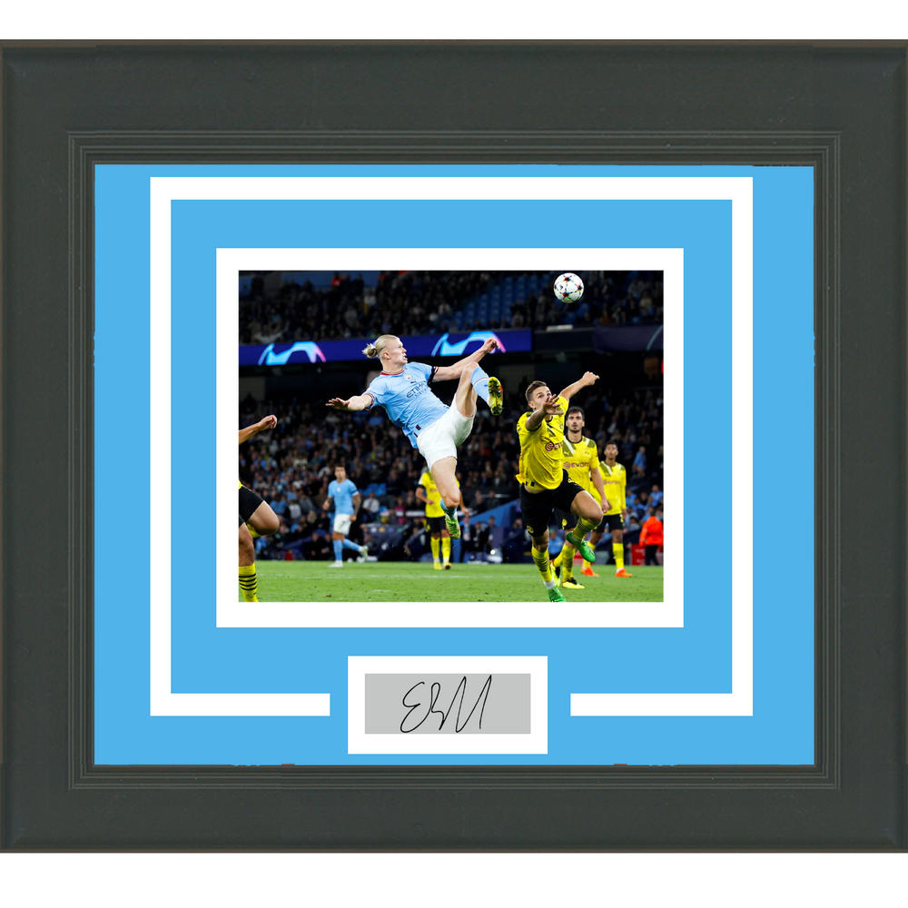 Framed Erling Haaland Facsimile Laser Engraved Signature Auto Manchester City 11x14 Soccer Futbol Photo (ONLINE ORDER ONLY)